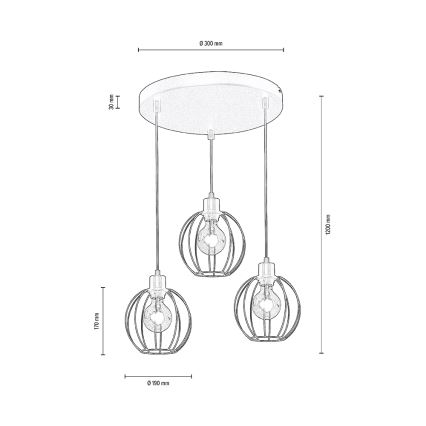 Luster na lanku BERIS 3xE27/60W/230V – FSC certifikované