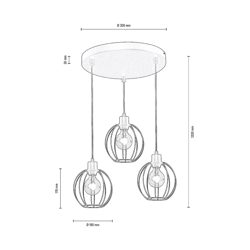 Luster na lanku BERIS 3xE27/60W/230V