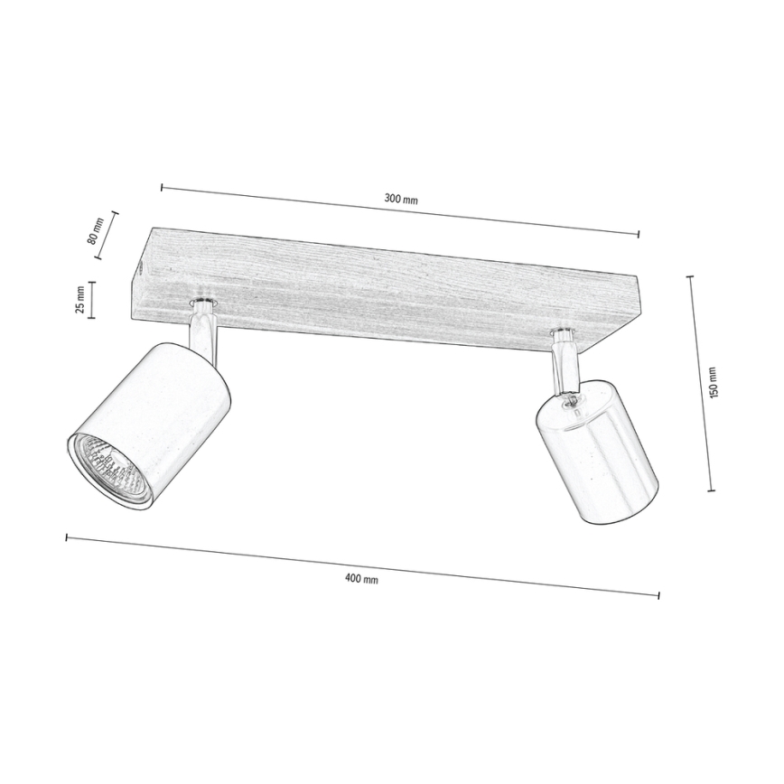 Stropné bodové svietidlo MANARA 2xGU10/5W/230V borovica