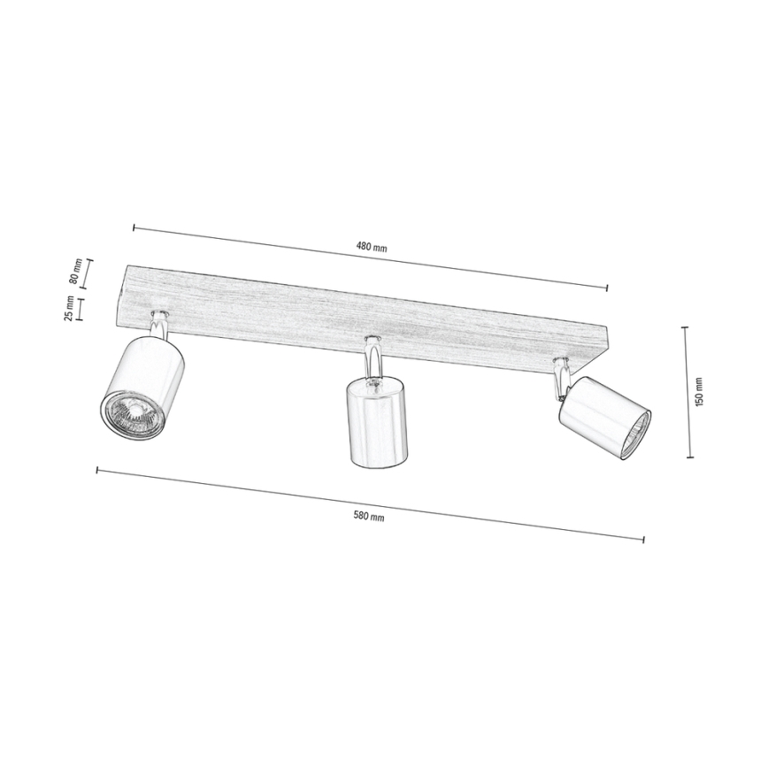 Stropné bodové svietidlo MANARA  3xGU10/5W/230V borovica
