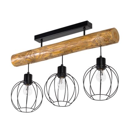 Prisadený luster BERIS 3xE27/25W/230V borovica