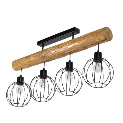 Prisadený luster BERIS 4xE27/25W/230V borovica