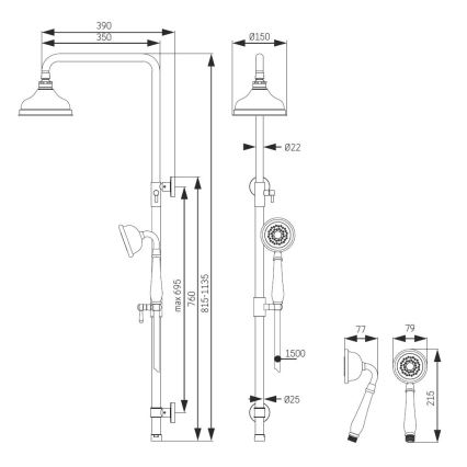Sprchová súprava AEROSKOBING, mosadz