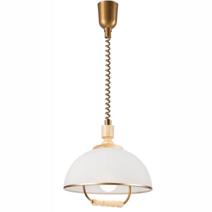 Sťahovací luster RAMONA 1xE27/60W/230V béžová/svetlohnedá/borovica