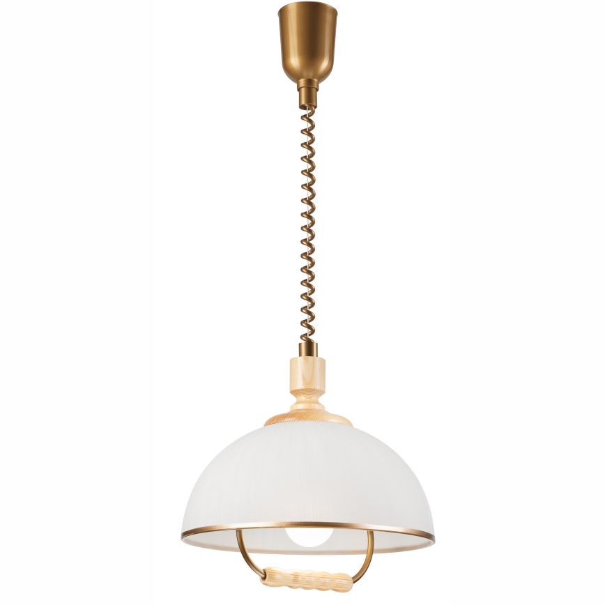 Sťahovací luster RAMONA 1xE27/60W/230V béžová/svetlohnedá/borovica