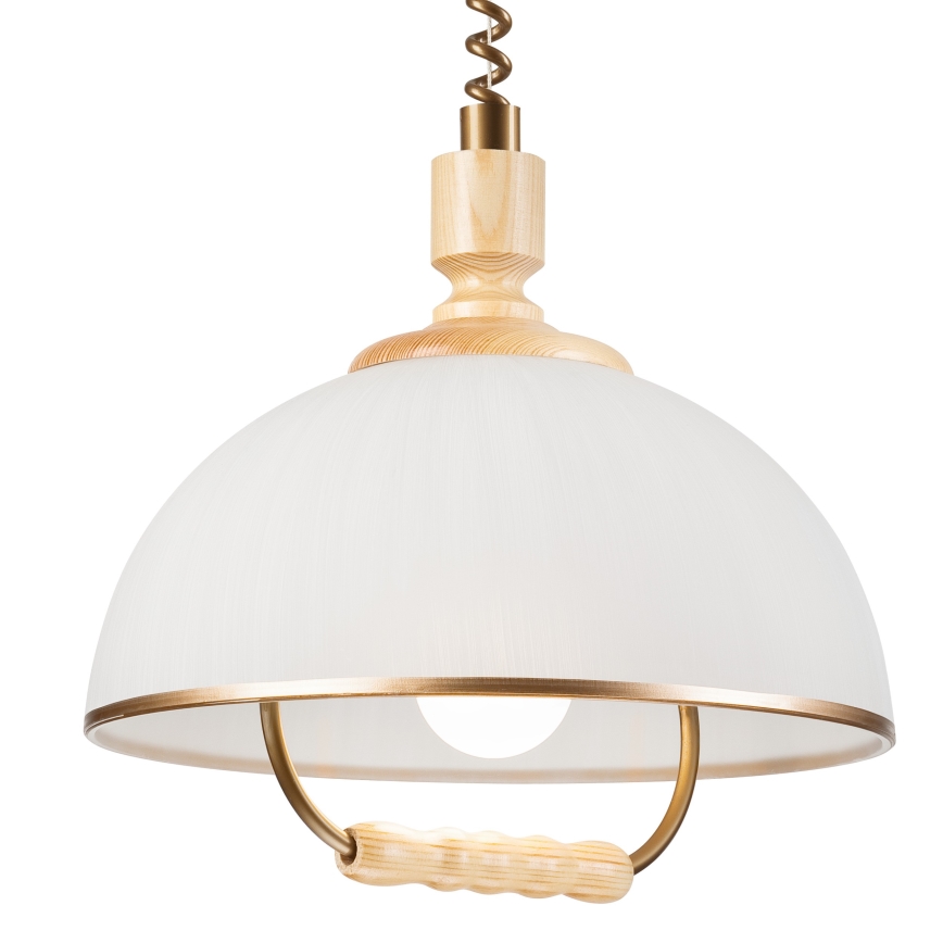 Sťahovací luster RAMONA 1xE27/60W/230V béžová/svetlohnedá/borovica