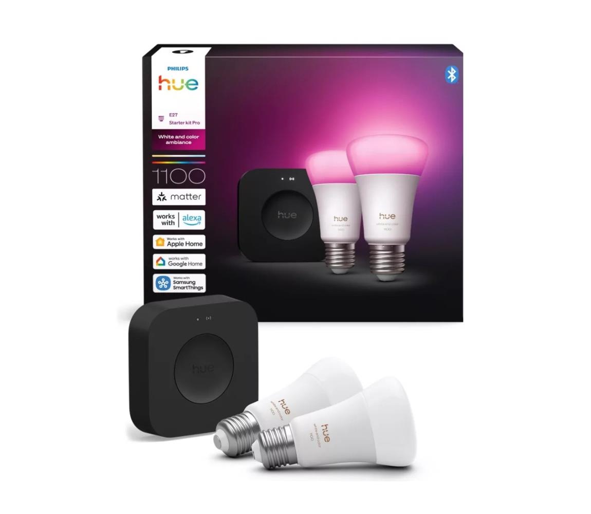 Štartovacia sada Philips Hue WACA 2xE27/8,1W 1000-20000K + Hue bridge 8721103107619