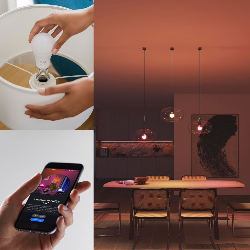 Základná sada Philips Hue White And Color Ambiance Essential 2xE27/8W/230V 2200-6500K + zariadenie na prepojenie