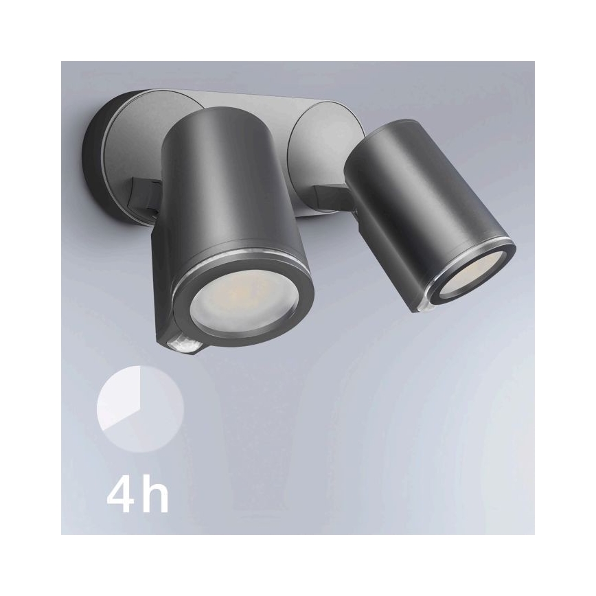 STEINEL 058654 - LED Vonkajšie nástenné svietidlo so senzorom SPOT DUO 2xGU10/7,5W/230V IP44