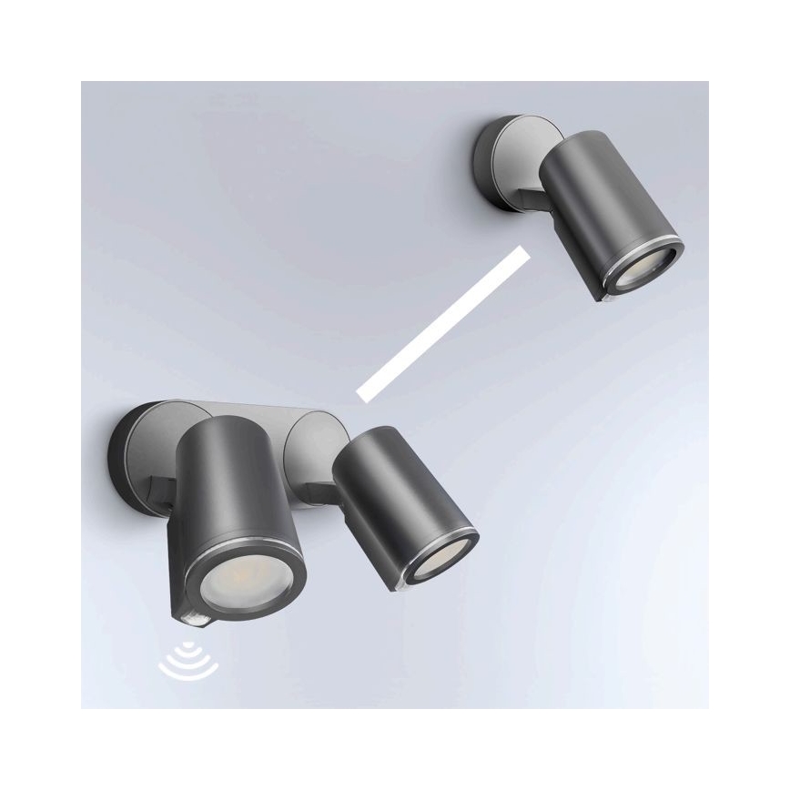 STEINEL 058654 - LED Vonkajšie nástenné svietidlo so senzorom SPOT DUO 2xGU10/7,5W/230V IP44