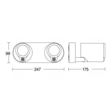 STEINEL 058654 - LED Vonkajšie nástenné svietidlo so senzorom SPOT DUO 2xGU10/7,5W/230V IP44