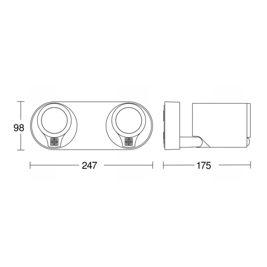 STEINEL 058654 - LED Vonkajšie nástenné svietidlo so senzorom SPOT DUO 2xGU10/7,5W/230V IP44