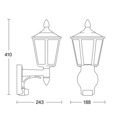 Steinel 617813 - Vonkajšie senzorové nástenné svietidlo L 15 1xE27/60W/230V IP44