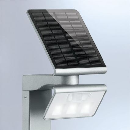 STEINEL 671211 - Solárny senzorový LED-reflektor XSolar GL-S 0,5W/LED strieborná IP44