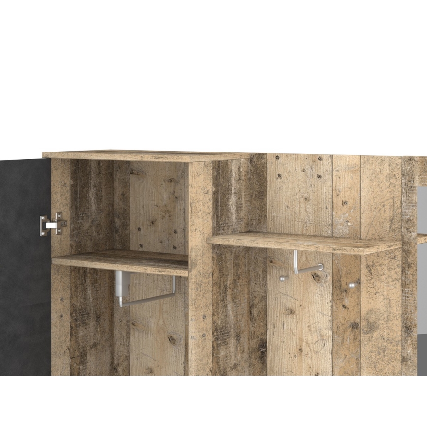 Stena za predsobo NOLAN z ogledalom, rjava/grafit