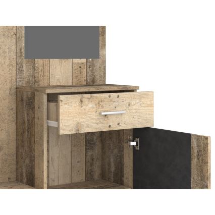 Stena za predsobo NOLAN z ogledalom, rjava/grafit