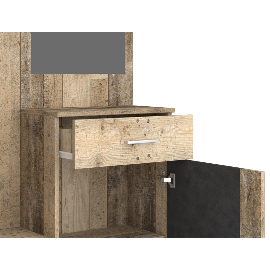 Stena za predsobo NOLAN z ogledalom, rjava/grafit