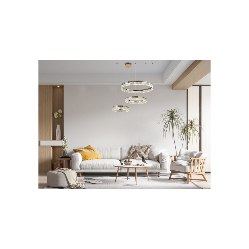 LED stlmiteľný krištáľový luster na lanku THALIA LED/120W/230V 3000-6000K + diaľkové ovládanie