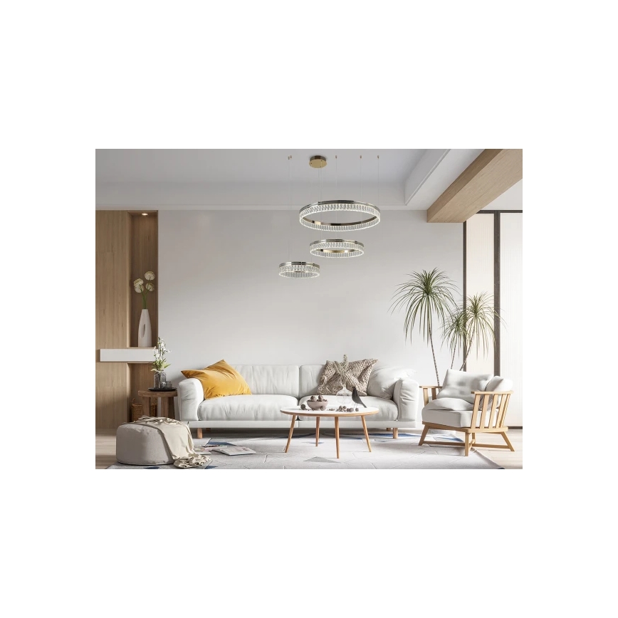 LED stlmiteľný krištáľový luster na lanku THALIA LED/120W/230V 3000-6000K + diaľkové ovládanie