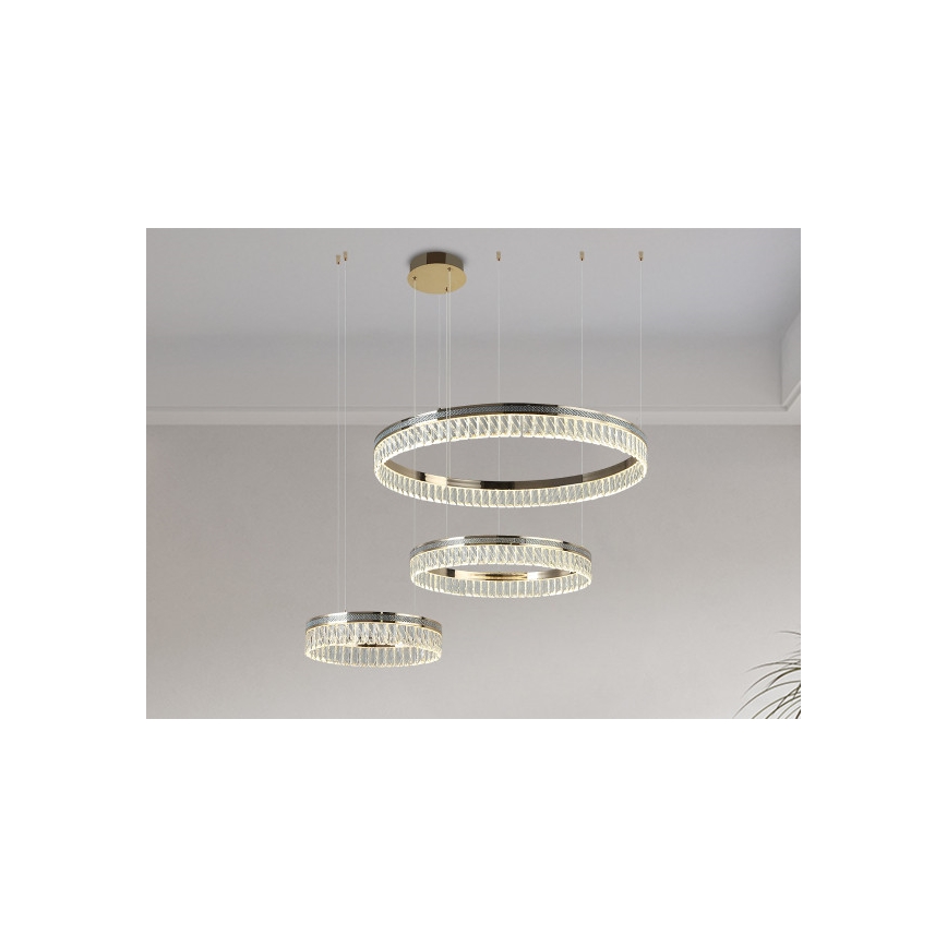 LED stlmiteľný krištáľový luster na lanku THALIA LED/120W/230V 3000-6000K + diaľkové ovládanie