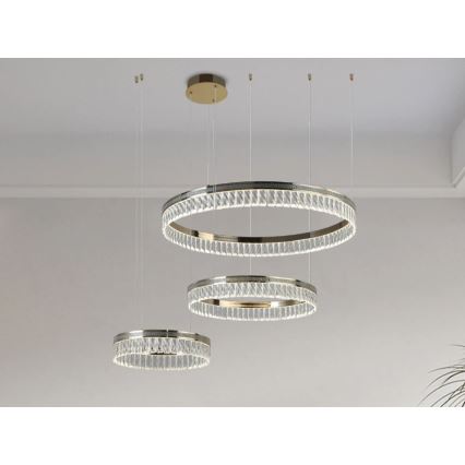 LED stlmiteľný krištáľový luster na lanku THALIA LED/120W/230V 3000-6000K + diaľkové ovládanie