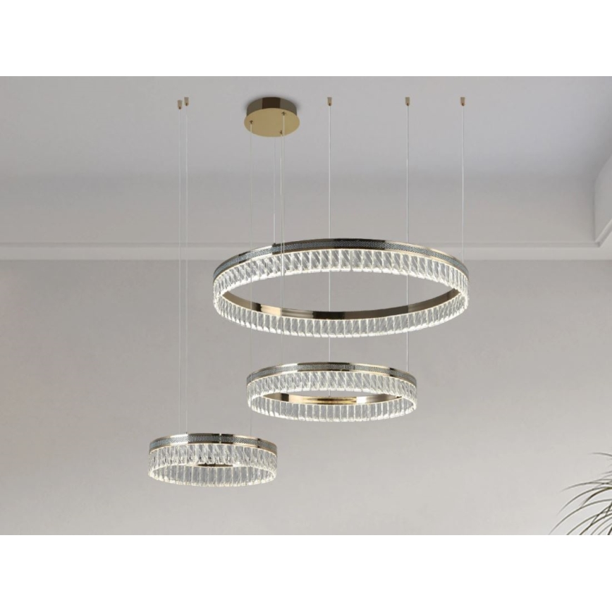 LED stlmiteľný krištáľový luster na lanku THALIA LED/120W/230V 3000-6000K + diaľkové ovládanie