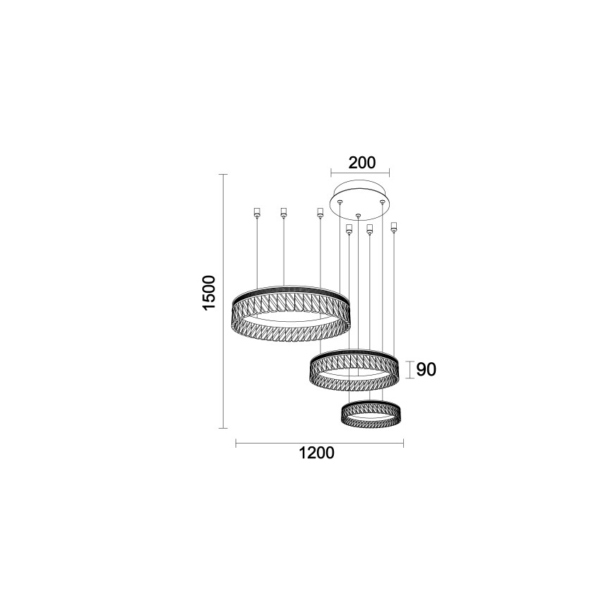 LED stlmiteľný krištáľový luster na lanku THALIA LED/120W/230V 3000-6000K + diaľkové ovládanie