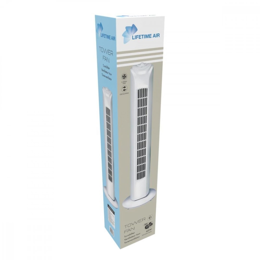 Stĺpový ventilátor 45 W/230 V 81 cm biely