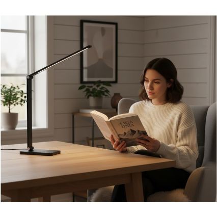 LED Stmievateľná stolová lampa s bezdrôtovým nabíjaním QI NOBLITE Q LED/7W/230V 3000/4000/6500K čierna