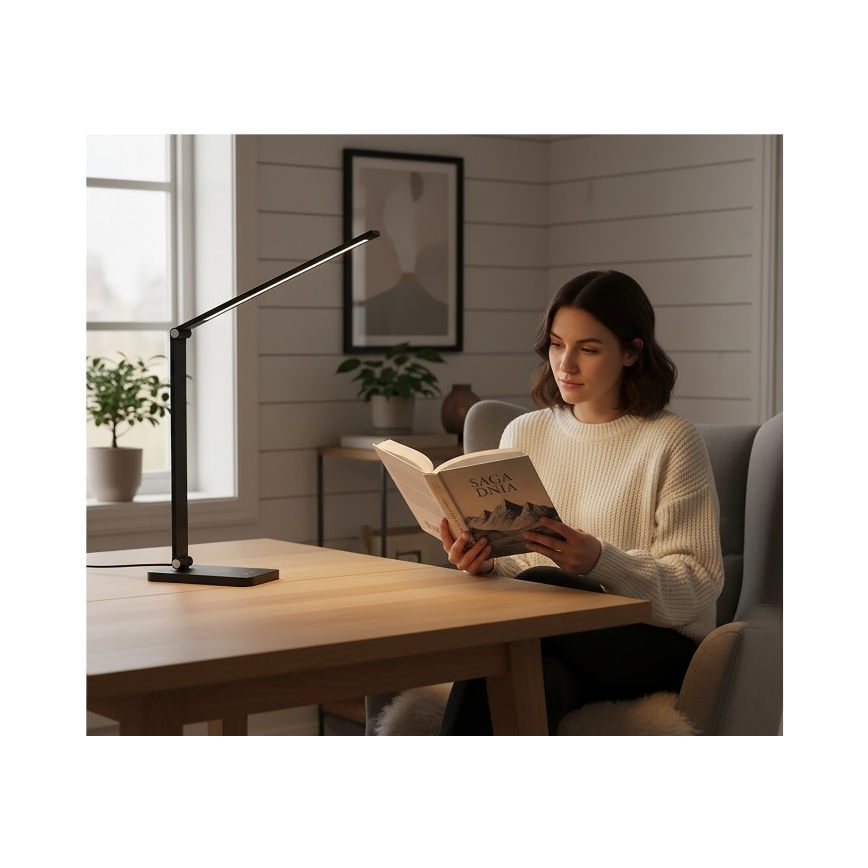 LED Stmievateľná stolová lampa s bezdrôtovým nabíjaním QI NOBLITE Q LED/7W/230V 3000/4000/6500K čierna
