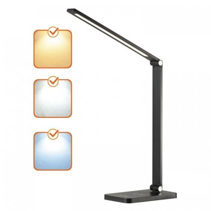 LED Stmievateľná stolová lampa s bezdrôtovým nabíjaním QI NOBLITE Q LED/7W/230V 3000/4000/6500K čierna