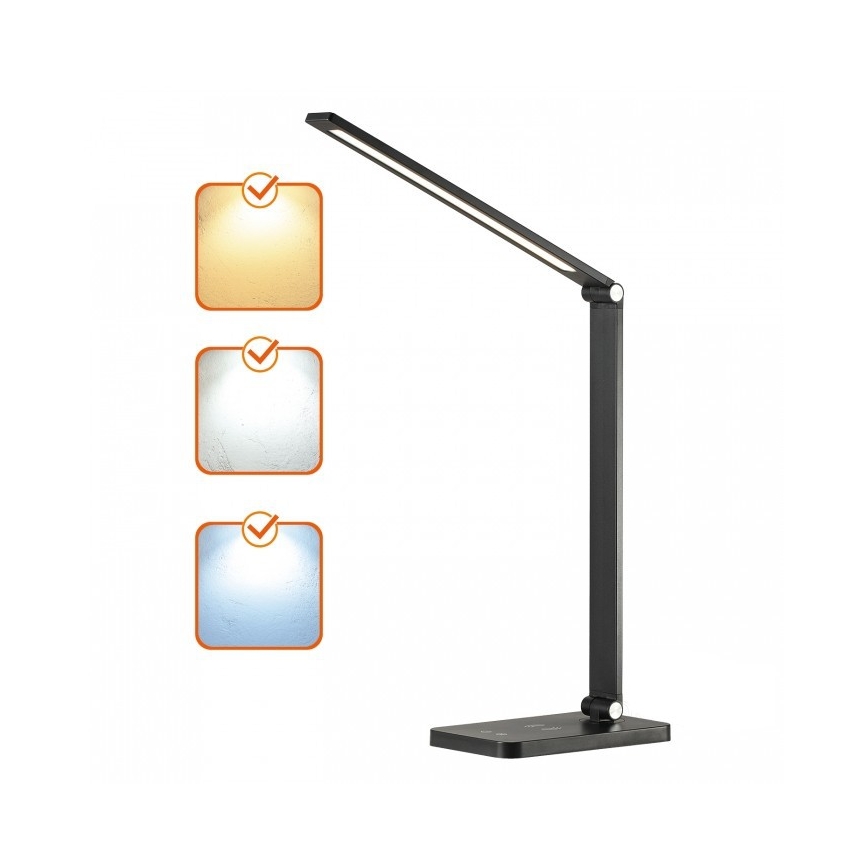 LED Stmievateľná stolová lampa s bezdrôtovým nabíjaním QI NOBLITE Q LED/7W/230V 3000/4000/6500K čierna