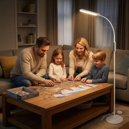 Stmievateľná stojacia LED lampa TEILO LED/10W/230V 3000/4000/6500K biela + diaľkové ovládanie