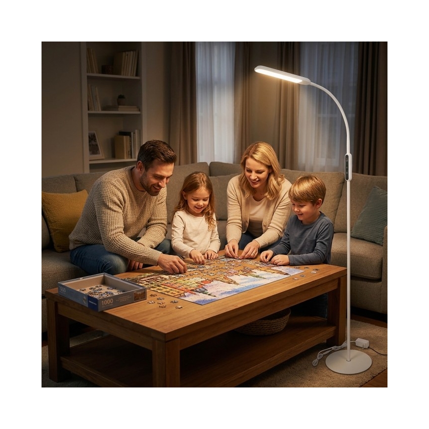 Stmievateľná stojacia LED lampa TEILO LED/10W/230V 3000/4000/6500K biela + diaľkové ovládanie