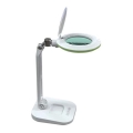Stmievateľná LED stolová lampa s lupou, 7 W, 230 V, 6500 K, biela