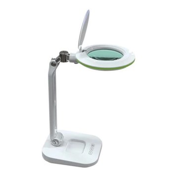 Stmievateľná LED stolová lampa s lupou, 7 W, 230 V, 6500 K, biela