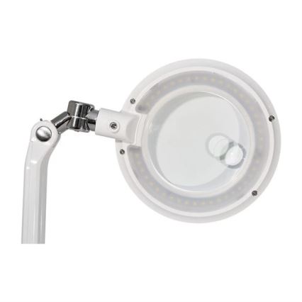 Stmievateľná LED stolová lampa s lupou, 7 W, 230 V, 6500 K, biela