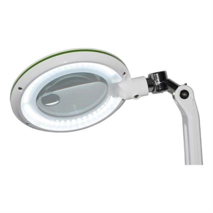 Stmievateľná LED stolová lampa s lupou, 7 W, 230 V, 6500 K, biela