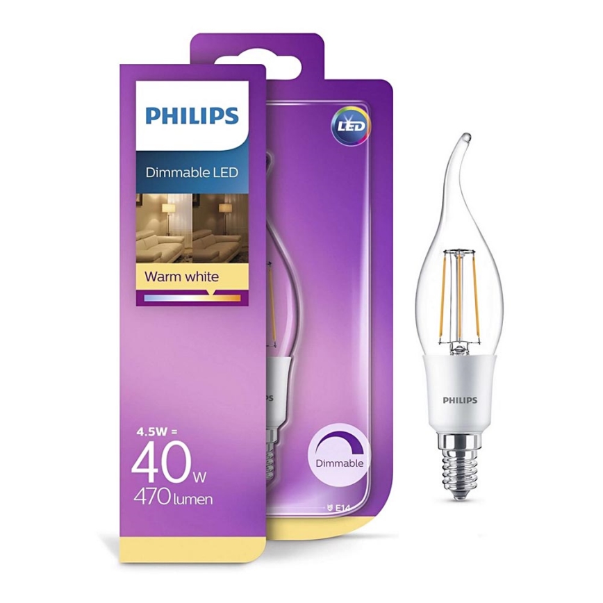 Stmievateľná LED žiarovka Philips BA35 E14/5W/230V 2700K