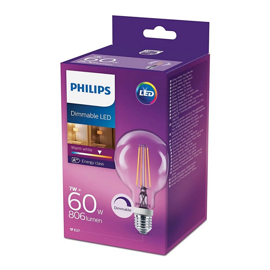 Stmievateľná LED žiarovka Philips E27/7W/230V 2700K