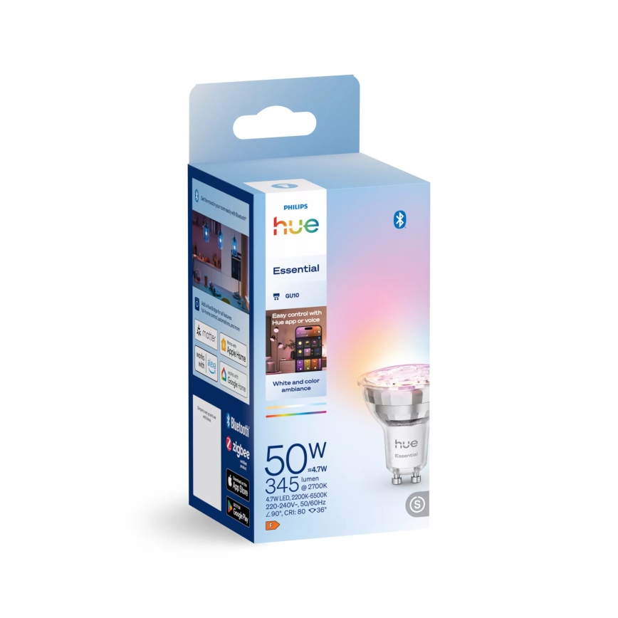 LED Stmievateľná žiarovka Philips Hue White And Color Ambiance Essential GU10/4,7W/230V 2200-6500K