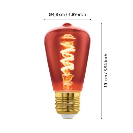 Stmievateľná LED žiarovka VINTAGE ST48 E27/4W/230V 2000K červená - Eglo 110199