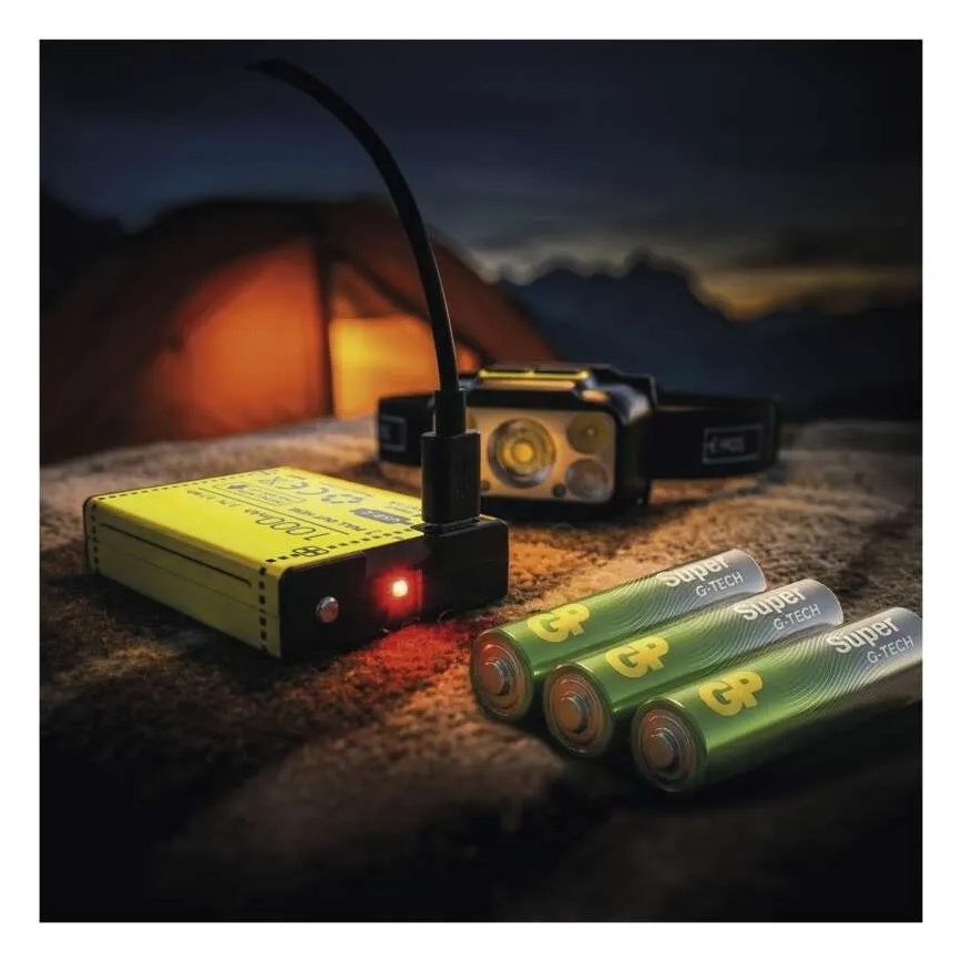 Stmievateľná nabíjateľná čelovka LED/3xAAA/1000 mAh 3,7V