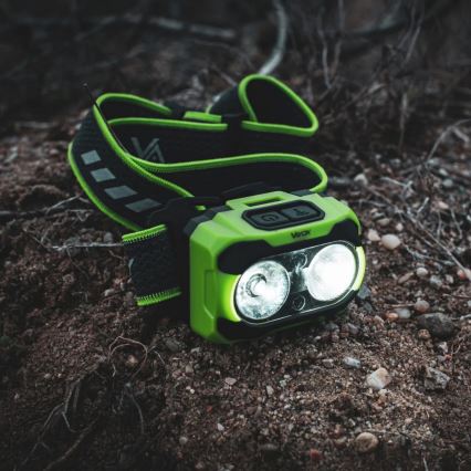 LED Stmievateľná nabíjateľná čelovka so senzorom a červeným svetlom LED/10W/5V/3xAAA IP44 600 lm 1200 mAh