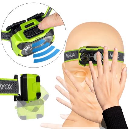 LED Stmievateľná nabíjateľná čelovka so senzorom a červeným svetlom LED/10W/5V/3xAAA IP44 600 lm 1200 mAh