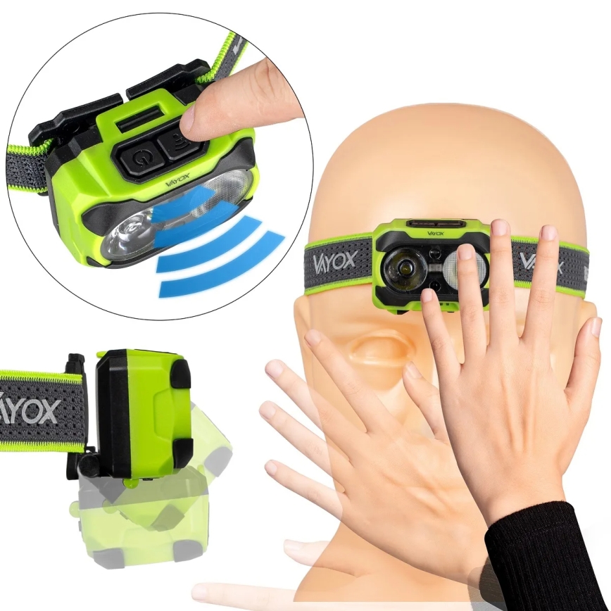 LED Stmievateľná nabíjateľná čelovka so senzorom a červeným svetlom LED/10W/5V/3xAAA IP44 600 lm 1200 mAh