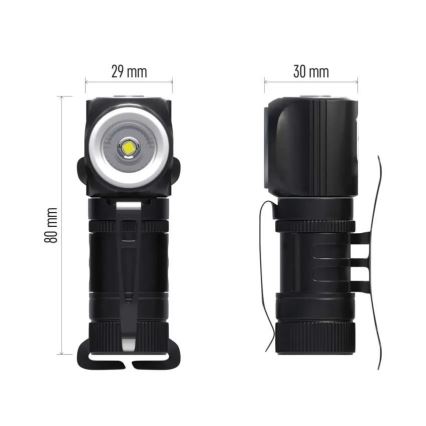 Stmievateľná nabíjateľná LED čelovka/800 mAh 3,7 V