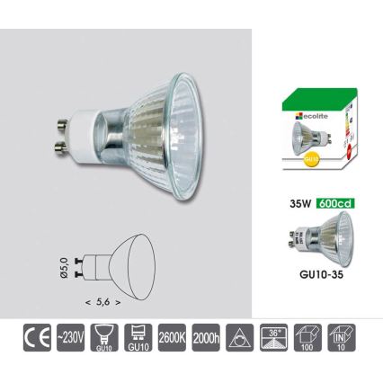 Stmievateľná priemyselná žiarovka GU10/35W/230V 2600K - Ecolite