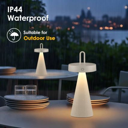 LED stmievateľná vonkajšia nabíjacia dotyková stolná lampa HALO LED/1,5W/3,7V 3000 mAh IP44 sivá