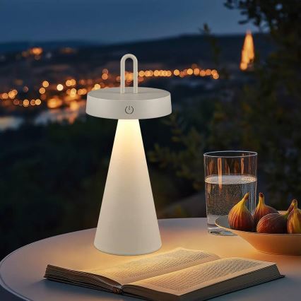 LED stmievateľná vonkajšia nabíjacia dotyková stolná lampa HALO LED/1,5W/3,7V 3000 mAh IP44 sivá